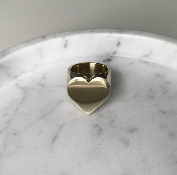 NEW!!! MEGA HEART RING - BRASS